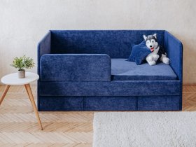 Диван-кровать Happy (синий) в Алдане - aldan.mebel-nsk.ru | фото