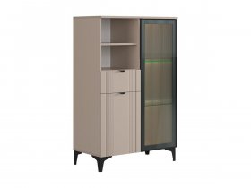 Комод 2 со стеклом Рич (кашемир/фрапучино матовый/черный) в Алдане - aldan.mebel-nsk.ru | фото