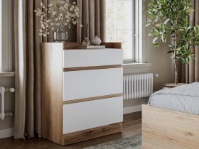 Комод 3 ящика Брауни (дуб делано/белый) в Алдане - aldan.mebel-nsk.ru | фото
