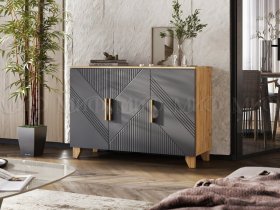 Комод Ирис (дуб крафт/браш графит) в Алдане - aldan.mebel-nsk.ru | фото