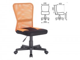Кресло компактное BRABIX Smart MG-313, без подлокотников, комбинированное, черное/оранжевое в Алдане - aldan.mebel-nsk.ru | фото