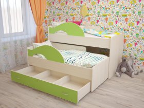 Кровать детская двухуровневая Радуга 80*160 в Алдане - aldan.mebel-nsk.ru | фото