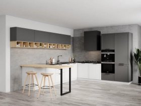 Модульная кухня Перо 3,0м*3,2м (смоки/баунти) в Алдане - aldan.mebel-nsk.ru | фото