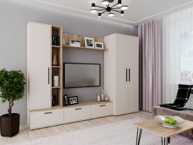 Модульная стенка Верона (сатин/дуб крафт серый) в Алдане - aldan.mebel-nsk.ru | фото