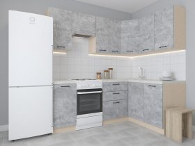 Модульная угловая кухня 1,4м*2,1м Лада (цемент) в Алдане - aldan.mebel-nsk.ru | фото