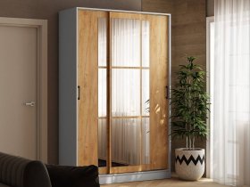 Шкаф-купе 1,4м «Стиль-2» (белый/дуб крафт золотой) в Алдане - aldan.mebel-nsk.ru | фото