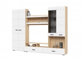 Стенка ГС-01 Либерти (дуб сонома/белый глянец) в Алдане - aldan.mebel-nsk.ru | фото