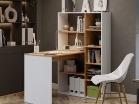 Стол письменный тип 16 (дуб крафт золотой/белый ясень) в Алдане - aldan.mebel-nsk.ru | фото