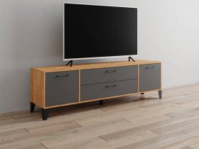 Тумба под ТВ Парус-13 (дуб крафт золотой/графит серый) в Алдане - aldan.mebel-nsk.ru | фото